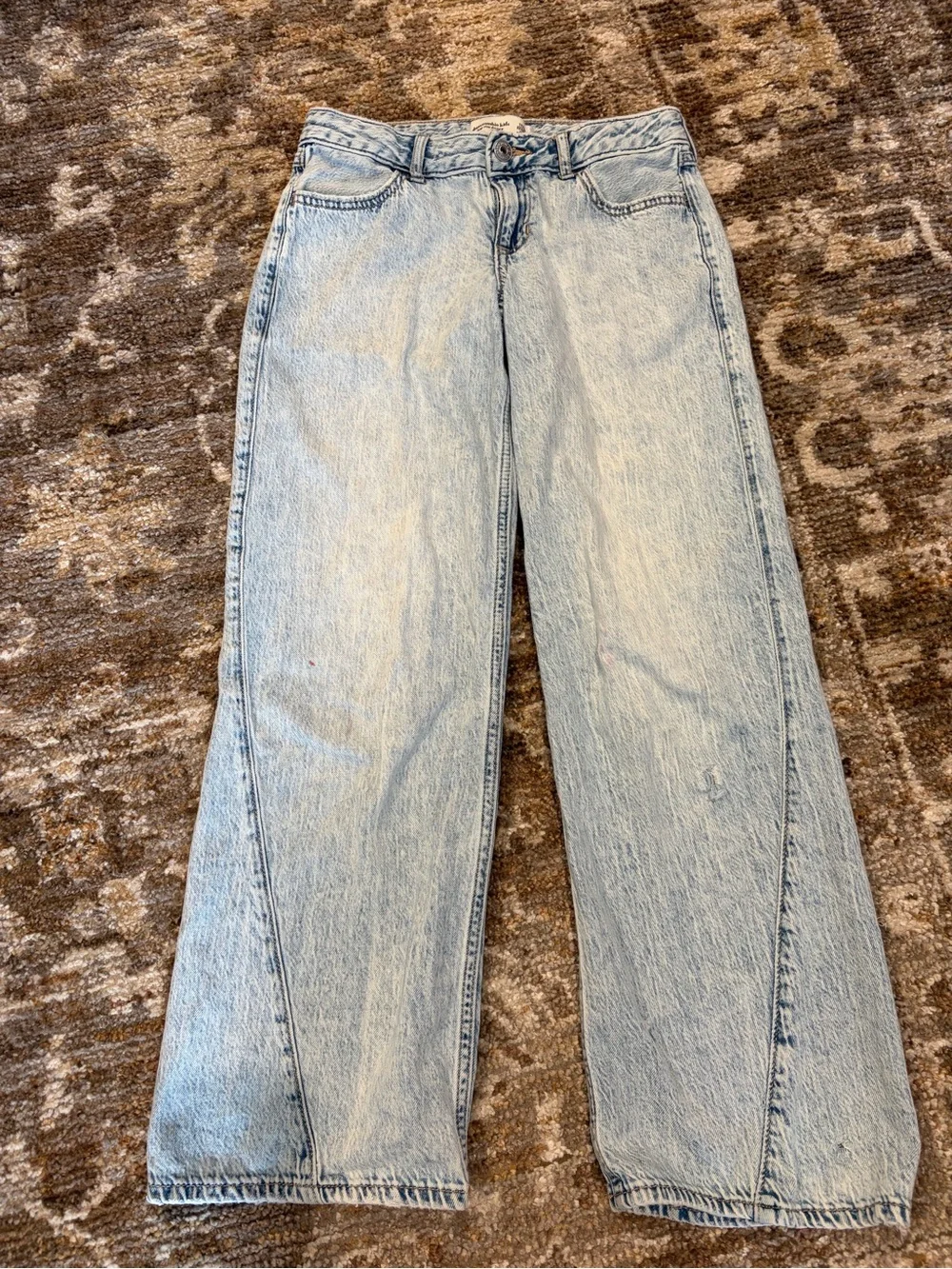 abercrombie kids low rise baggy Jeans in Light and Medium Blue